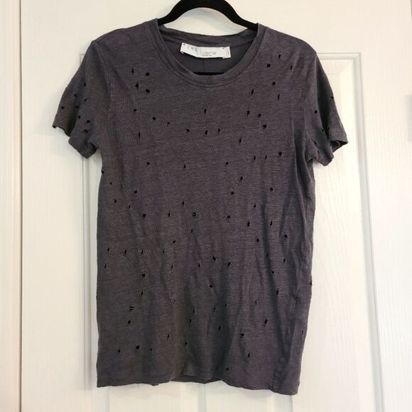 IRO Clay Linen Distressed T Shirt Crew Neck Revolve Size Small - Picture 1 of 7